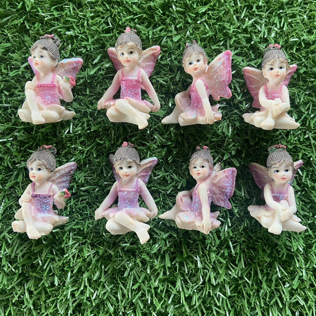 5cm Pink and Purple Sitting Fairy Figurine