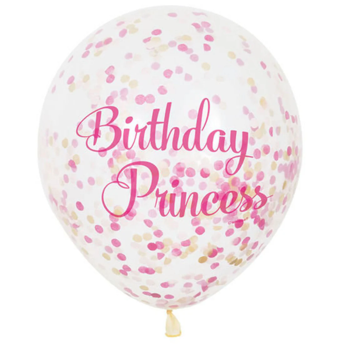 Birthday Princess Clear Balloons Prefilled with Pink and Gold Confetti Pack of 6 - Image 2