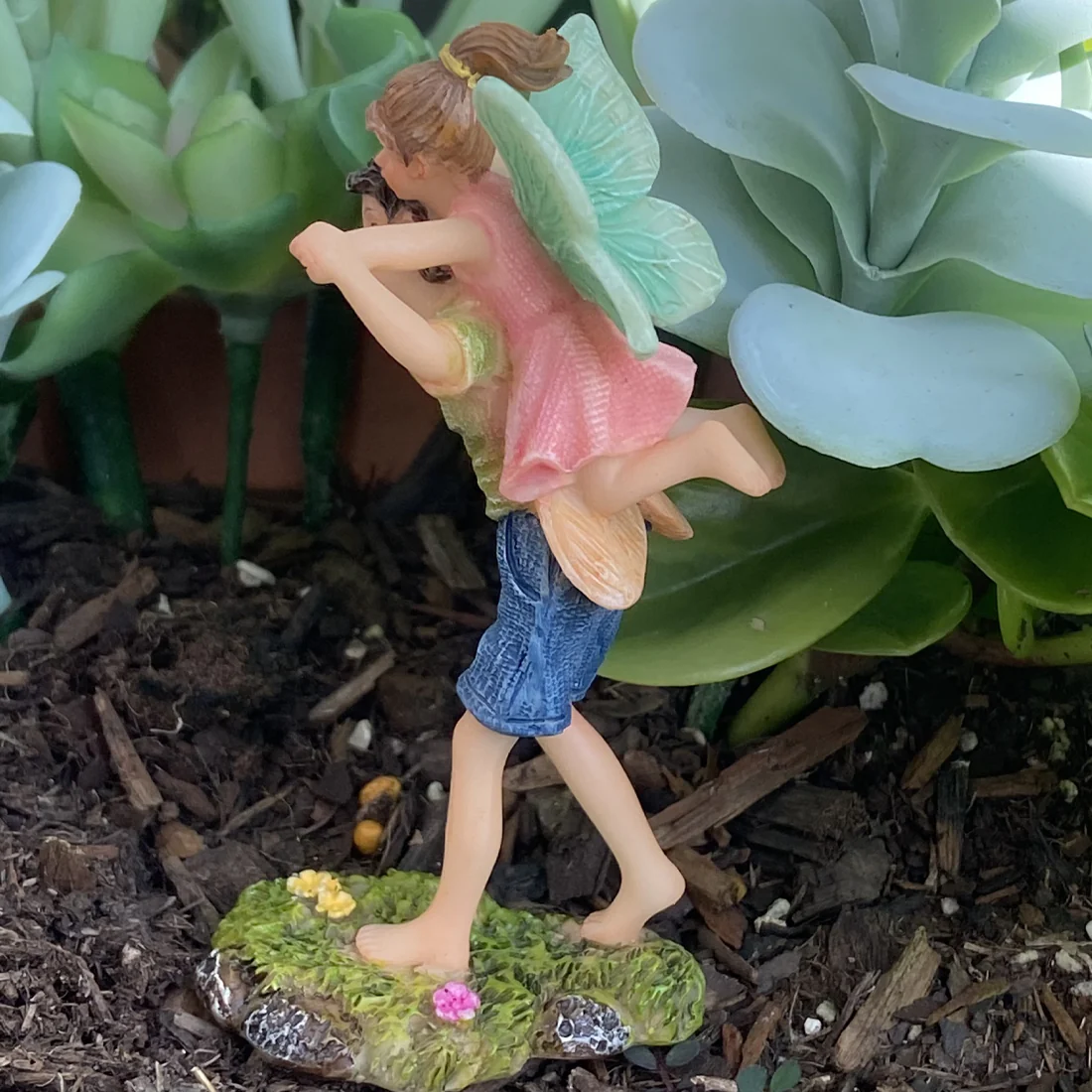 Brother and Sister Playing Fairy Figurine - Image 2