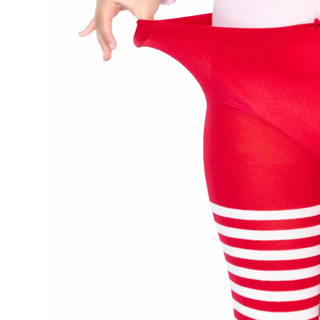 Childrens Striped Red / White Tights - Image 3
