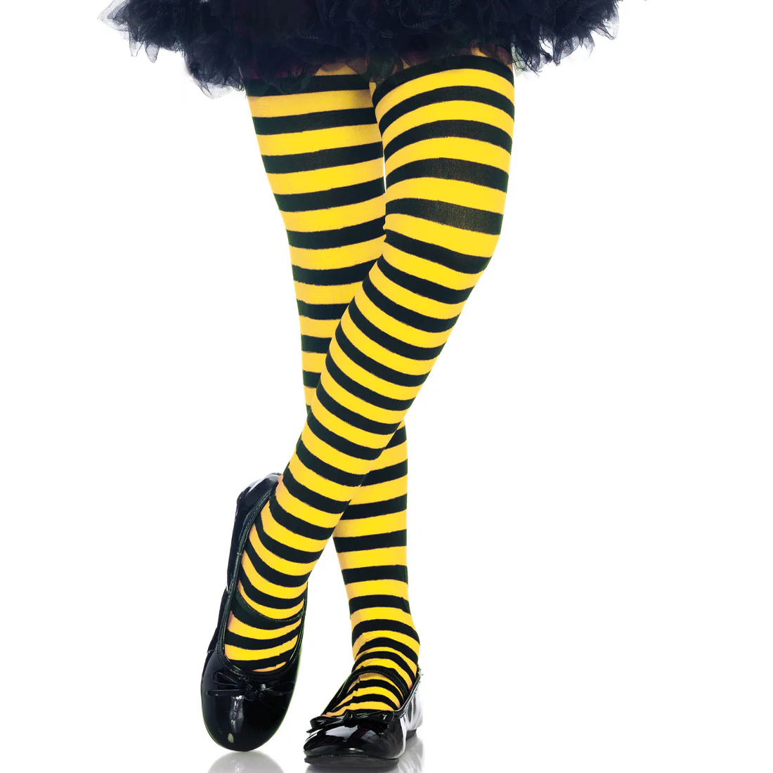 Childrens Striped Yellow / Black Tights - Image 2