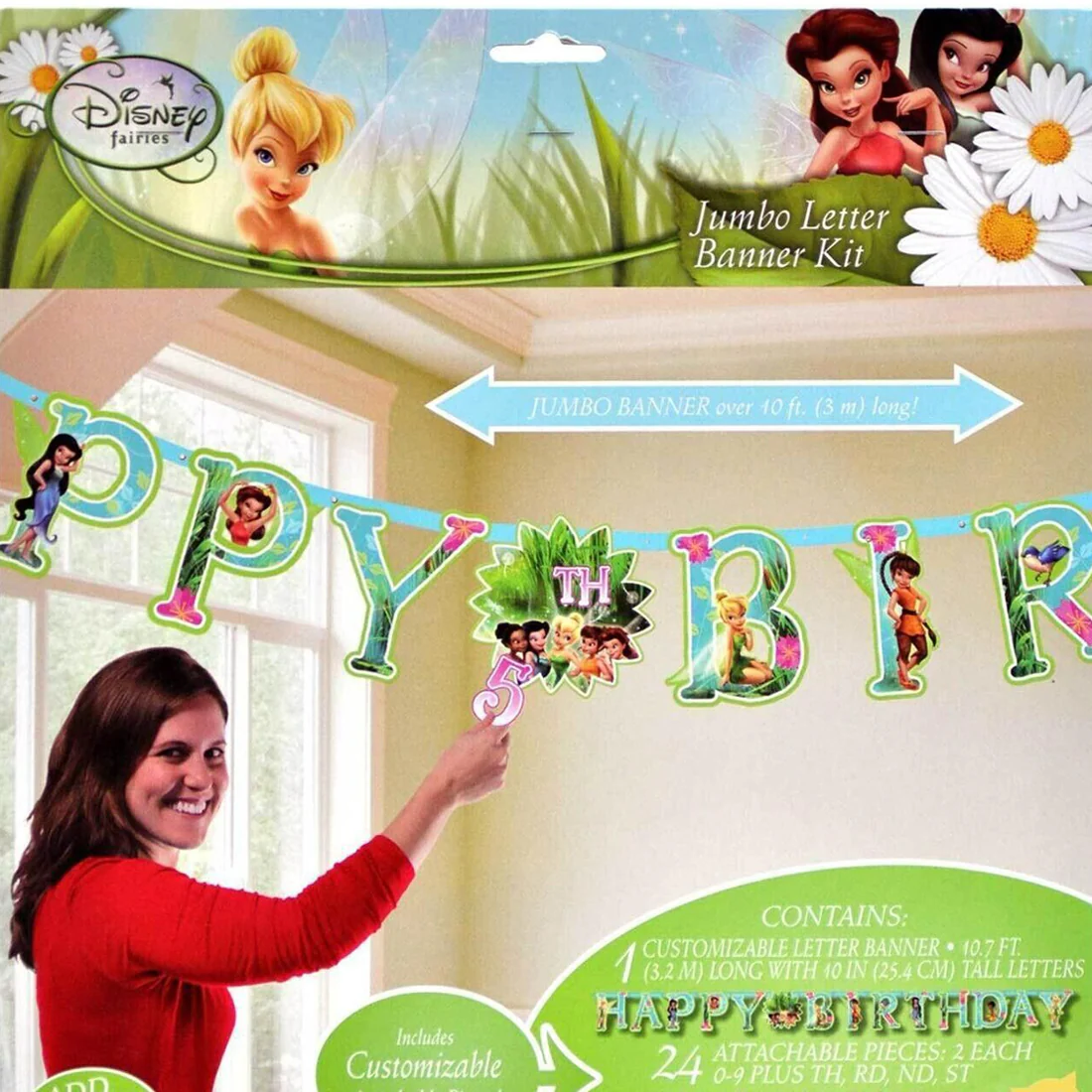Disney Tinkerbell Fairies Jumbo Add-An-Age Banner Birthday Party Supplies - Image 3