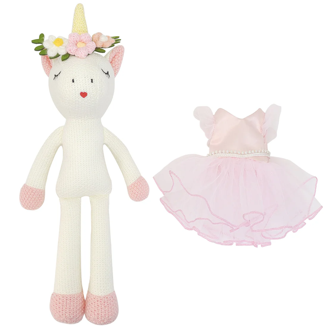 Eunice Knitted Unicorn Pink Dress Toy - Image 3