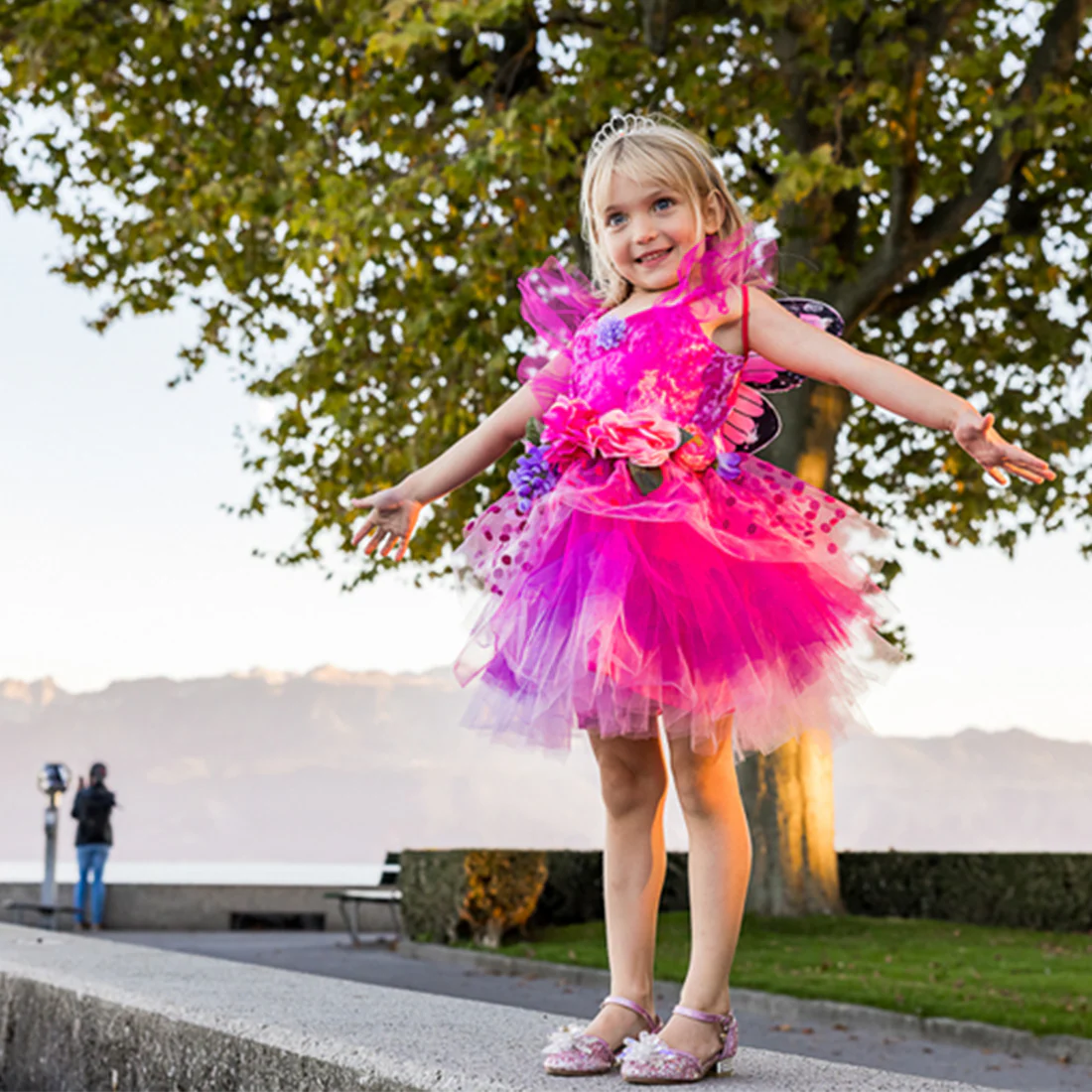 Fairy Blooms Deluxe Pink Dress With Wings - Image 3