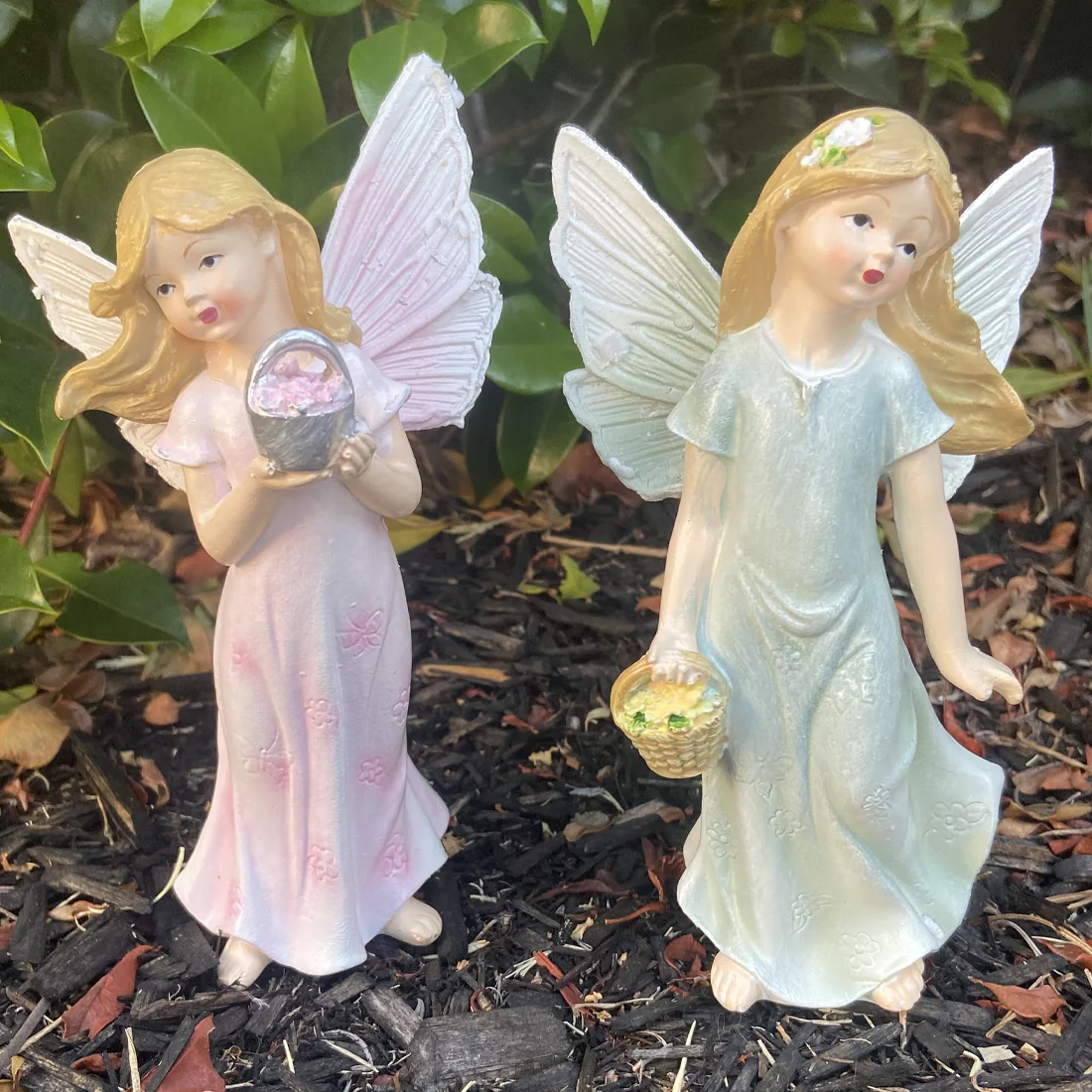 Fairy Figurine Holding Basket of Flowers - Image 3