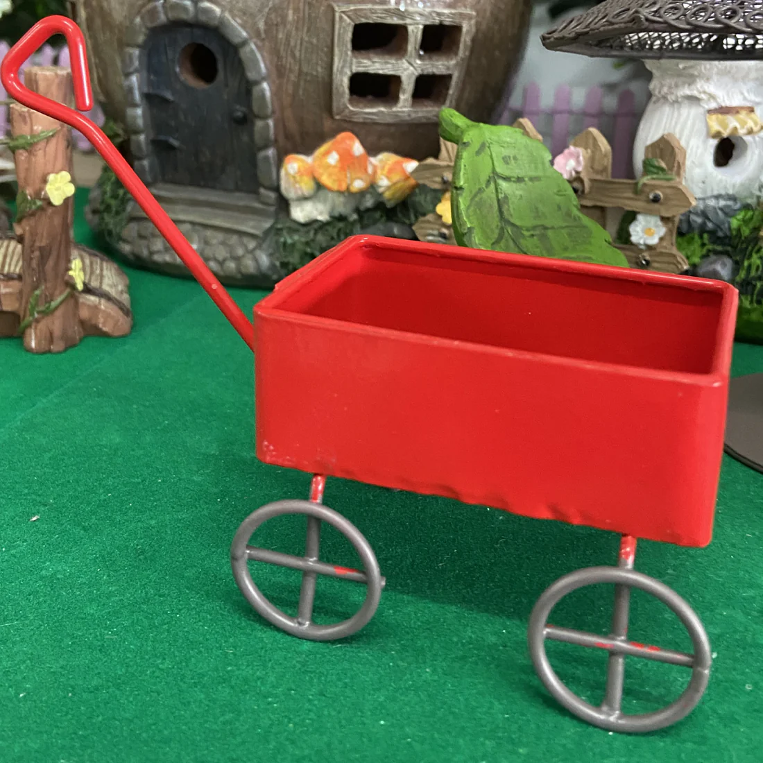 Fairy Garden Red Pulling Cart - Image 2