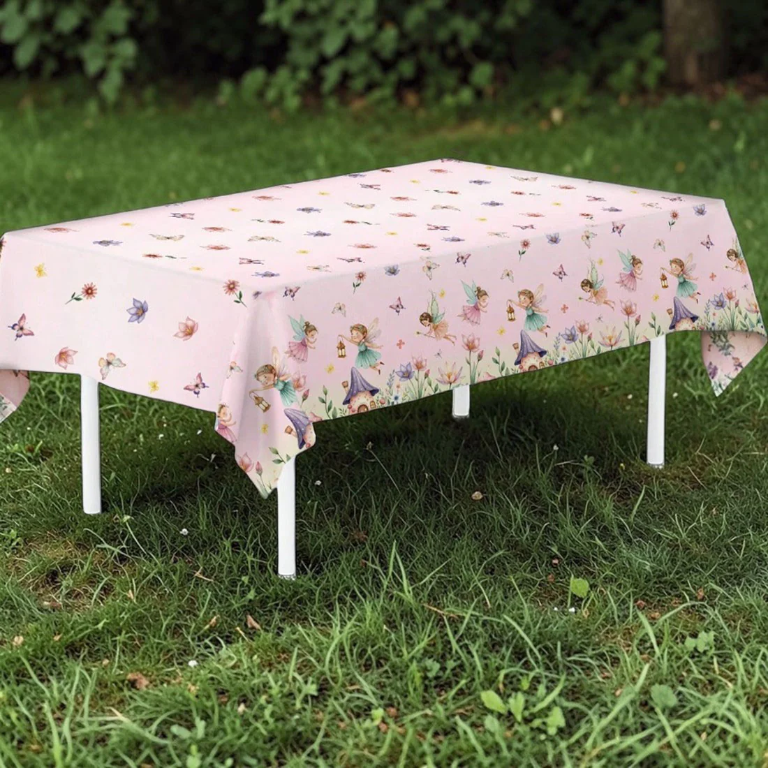 Flower Fairy Pink Party Tablecloth