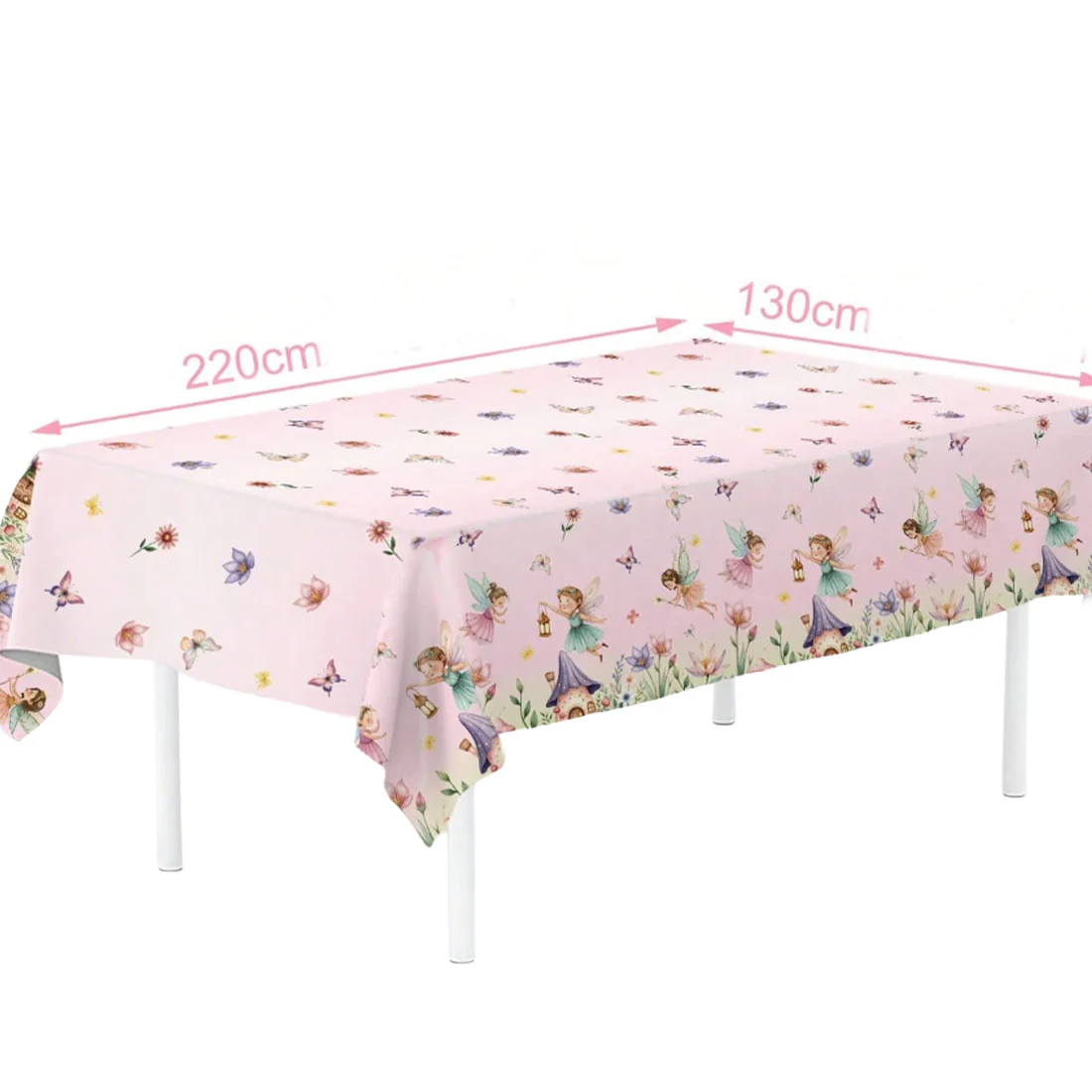 Flower Fairy Pink Party Tablecloth - Image 2