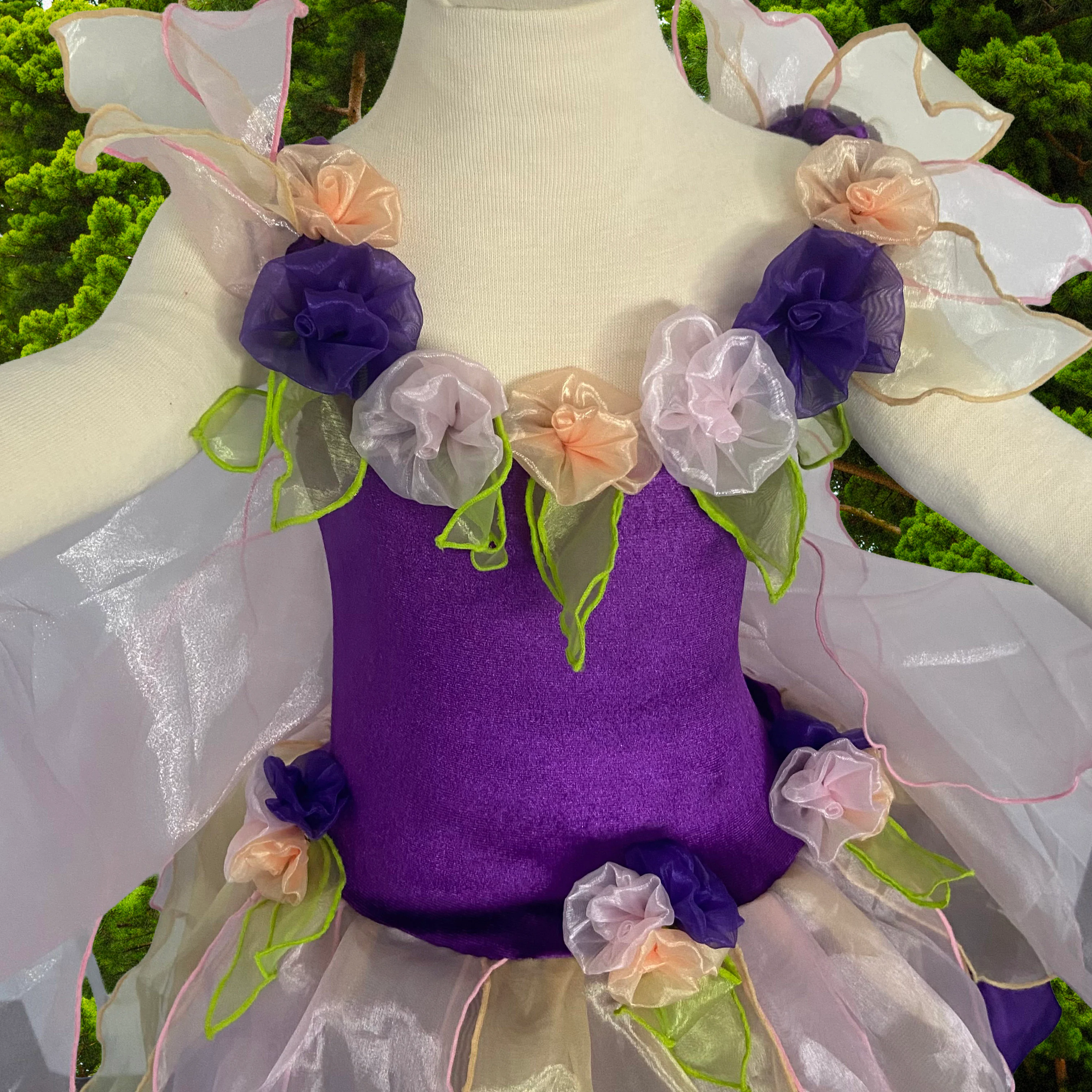 Girls Pink and Purple Forest Fairy Dress - Image 3