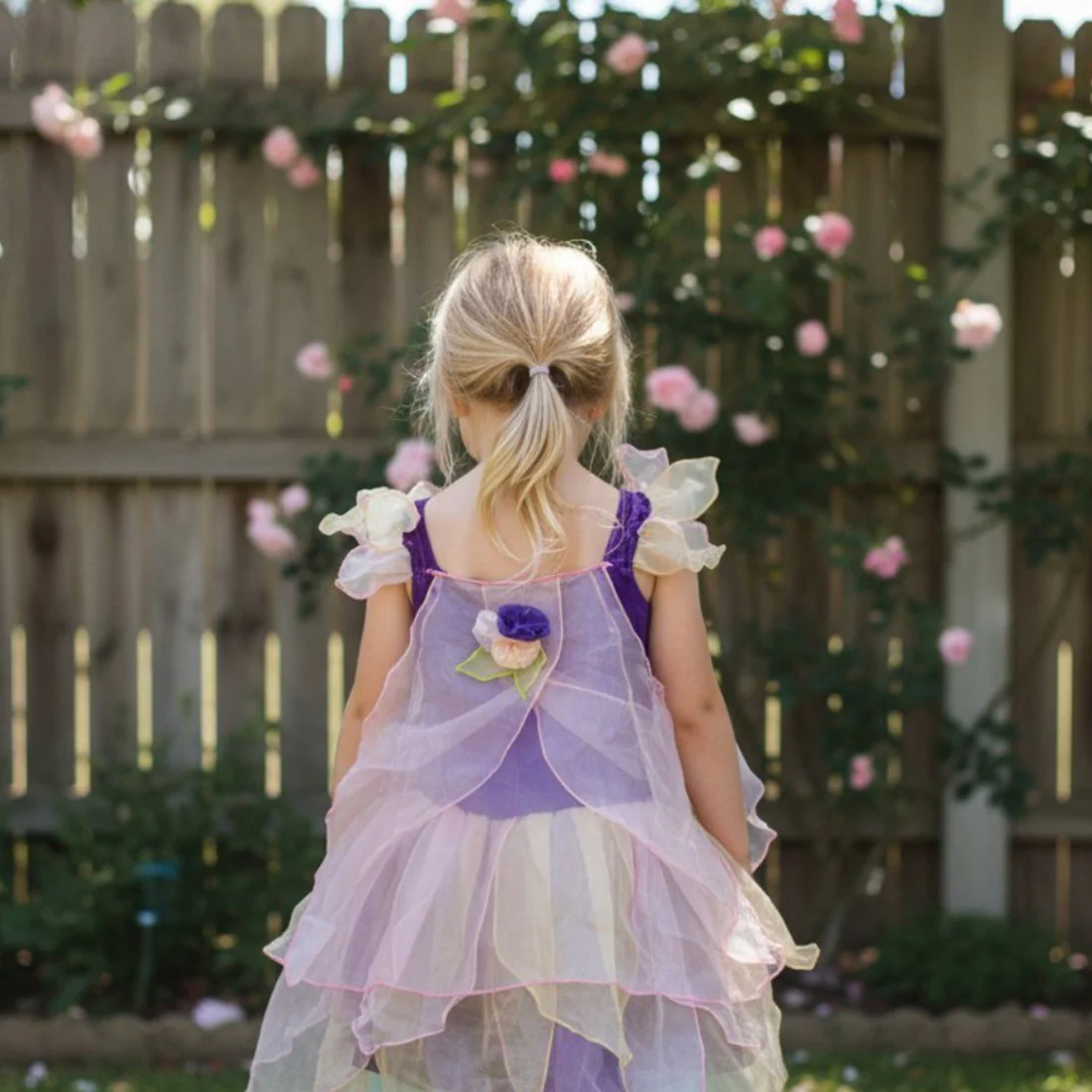 Girls Pink and Purple Forest Fairy Dress - Image 4