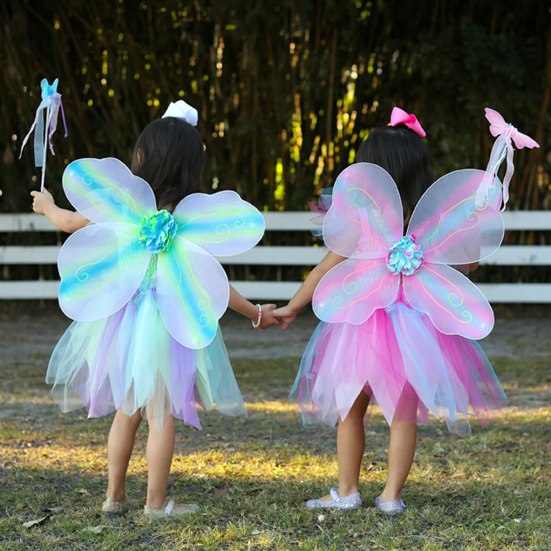 Green Butterfly Dress & Wings with Wand - Size 5-6 - Image 6
