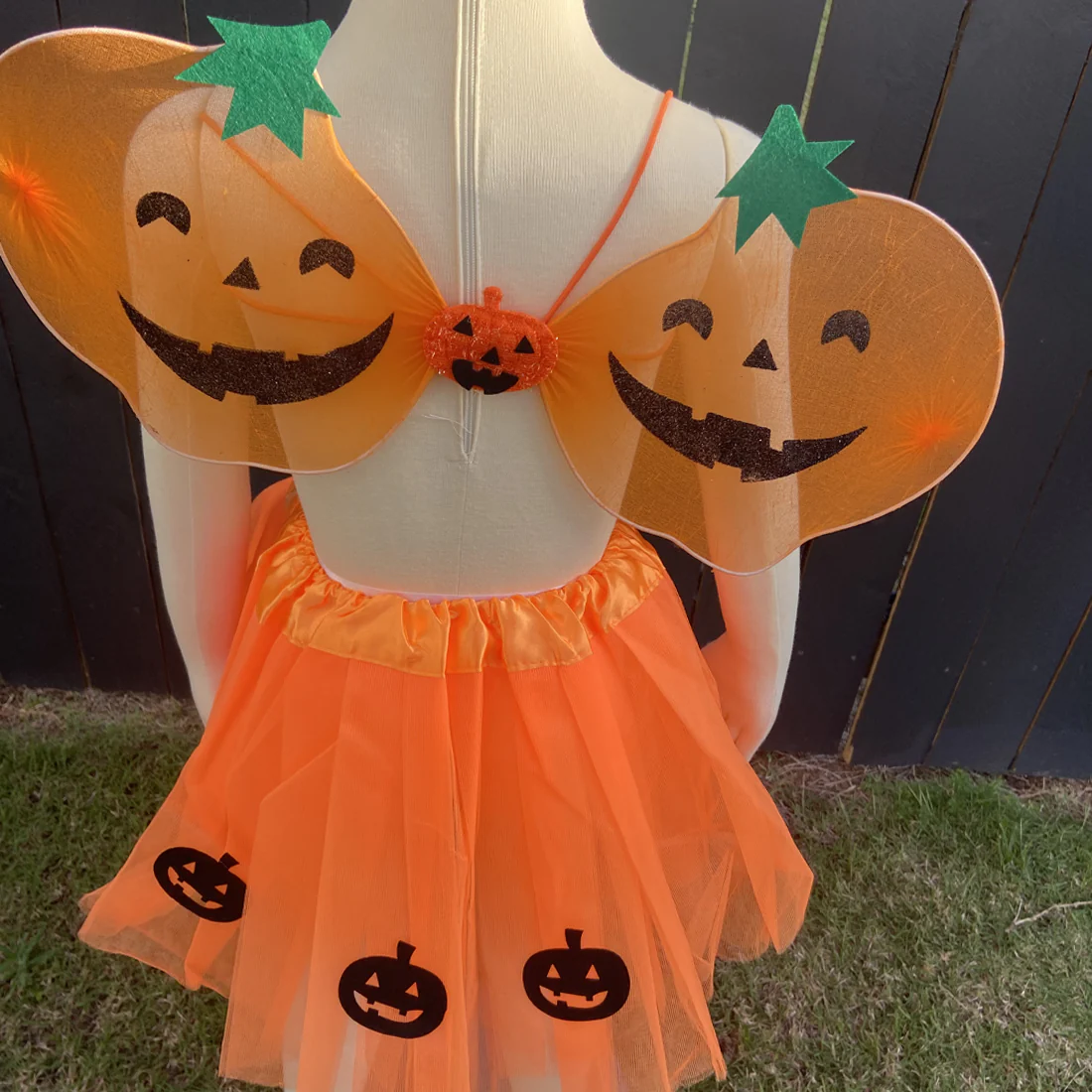 Halloween Pumpkin Wings & Tutu Set - Image 3
