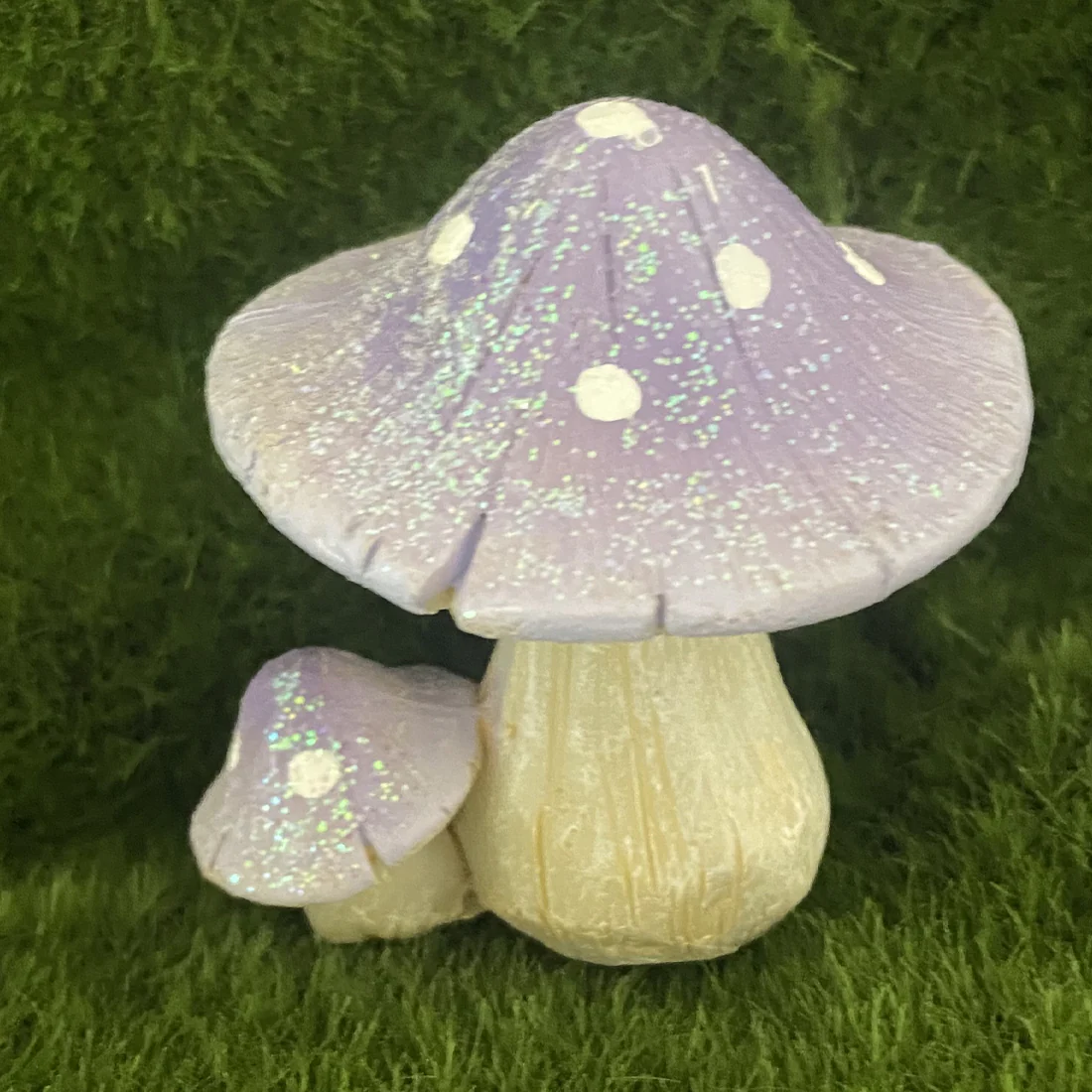 Lilac Glitter Fairy Garden Mushrooms - Image 2