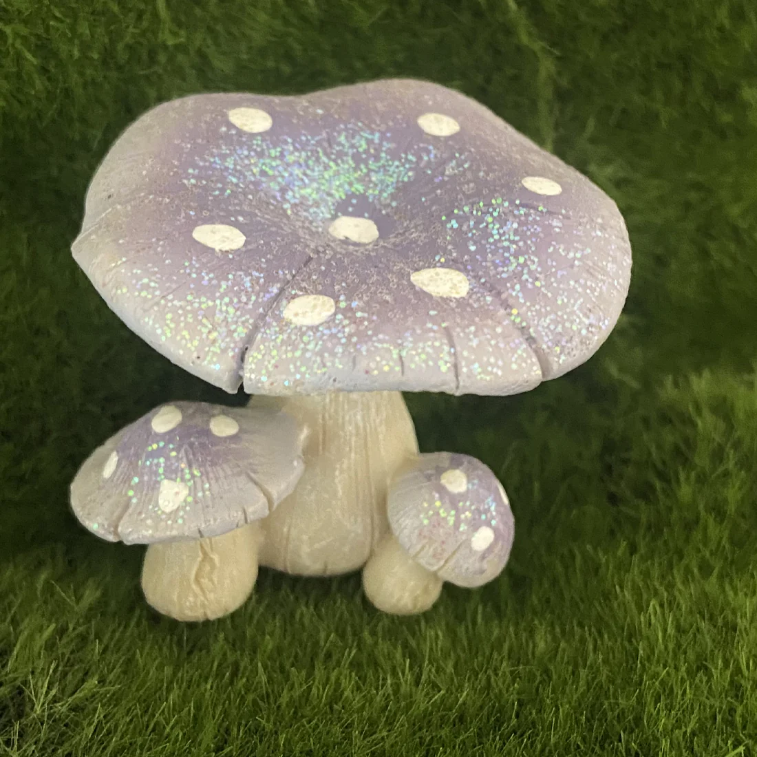 Lilac Glitter Fairy Garden Mushrooms - Image 3