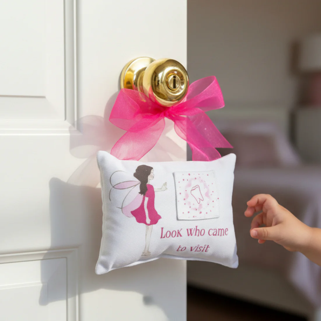 Look Who Came To Visit Children's Tooth Fairy Pillow