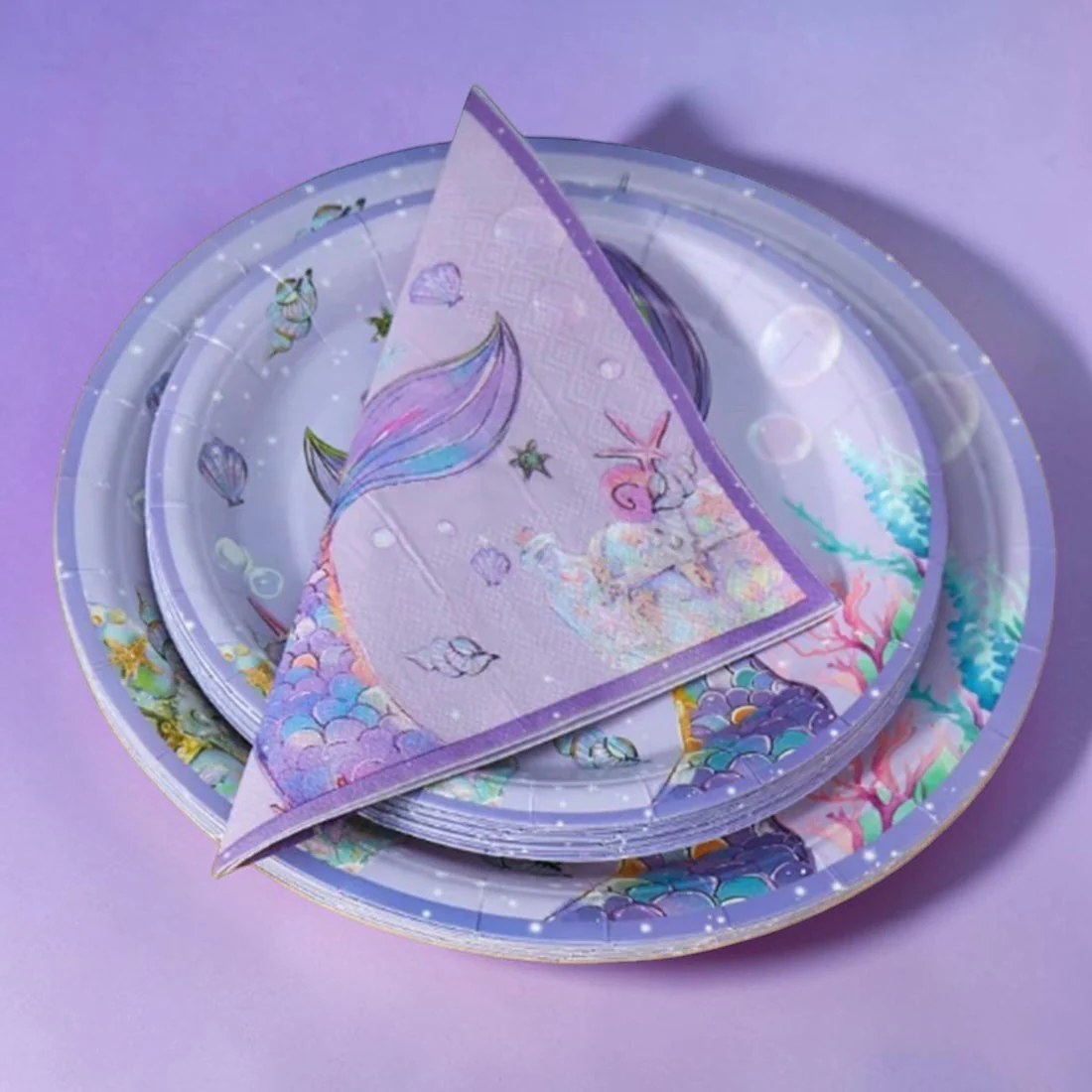 Mermaid Party Tableware 40 Piece Set - Image 3