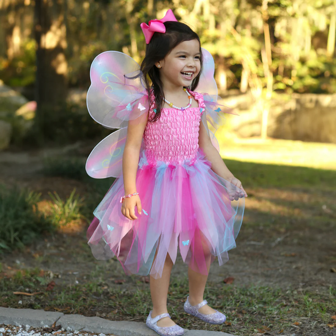 Pink Butterfly Dress & Wings with Wand - Size 5-6 - Image 2
