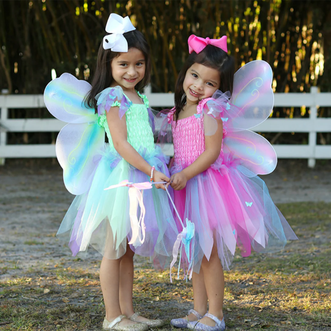 Pink Butterfly Dress & Wings with Wand - Size 5-6 - Image 4