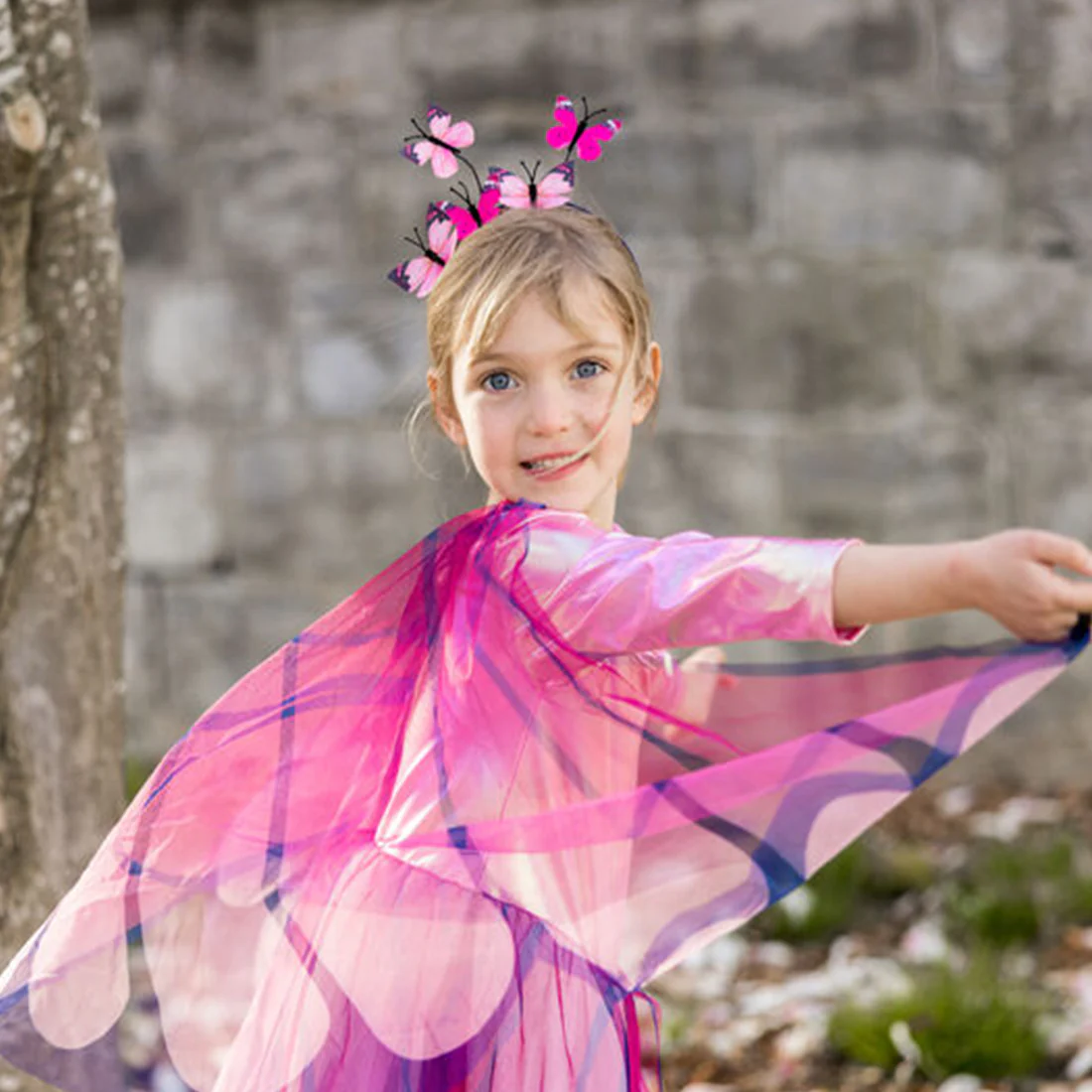 Pink Butterfly Twirl Dress with Wings Size 5-6 - Image 2