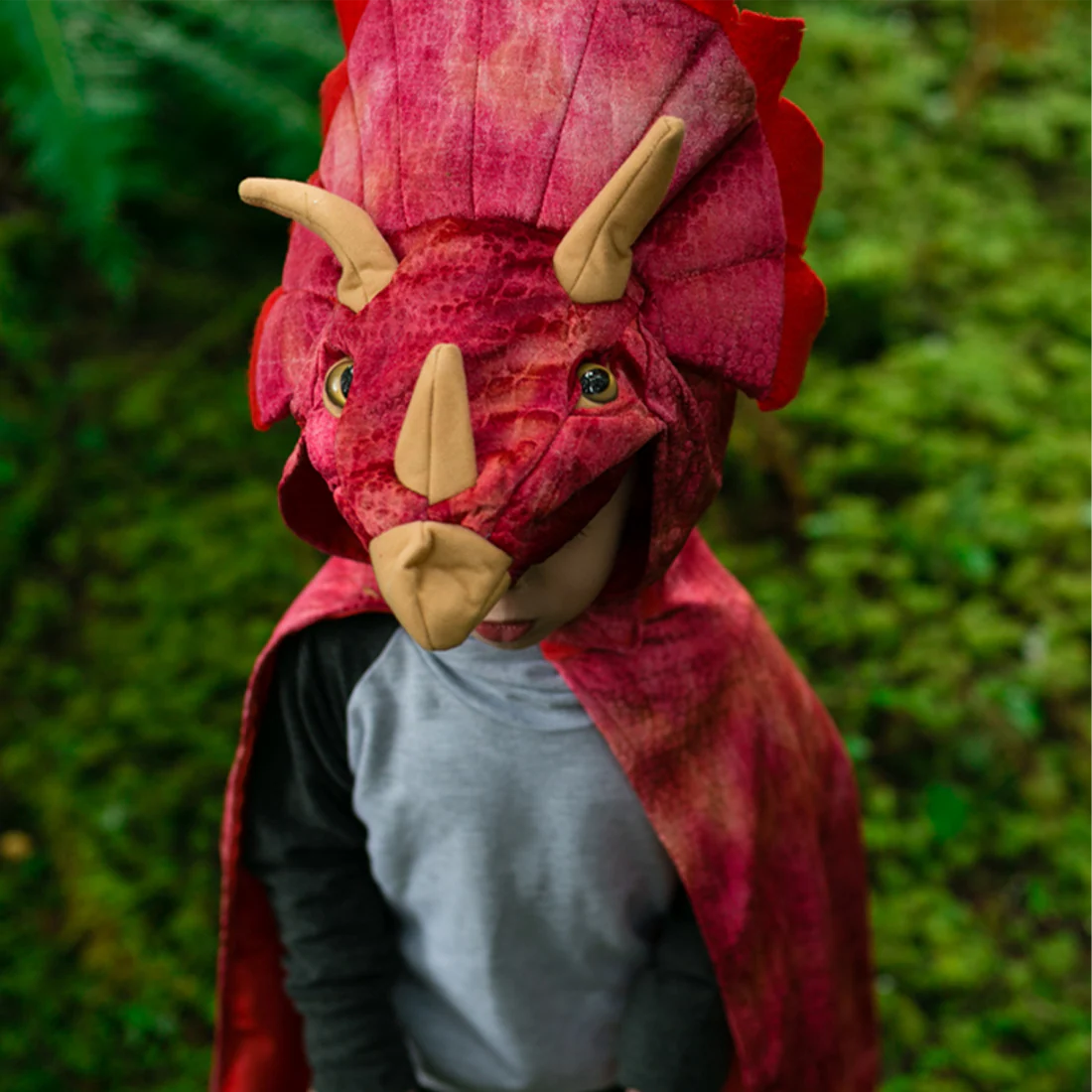 Red Triceratops Hooded Cape - Size 4-5 - Image 3