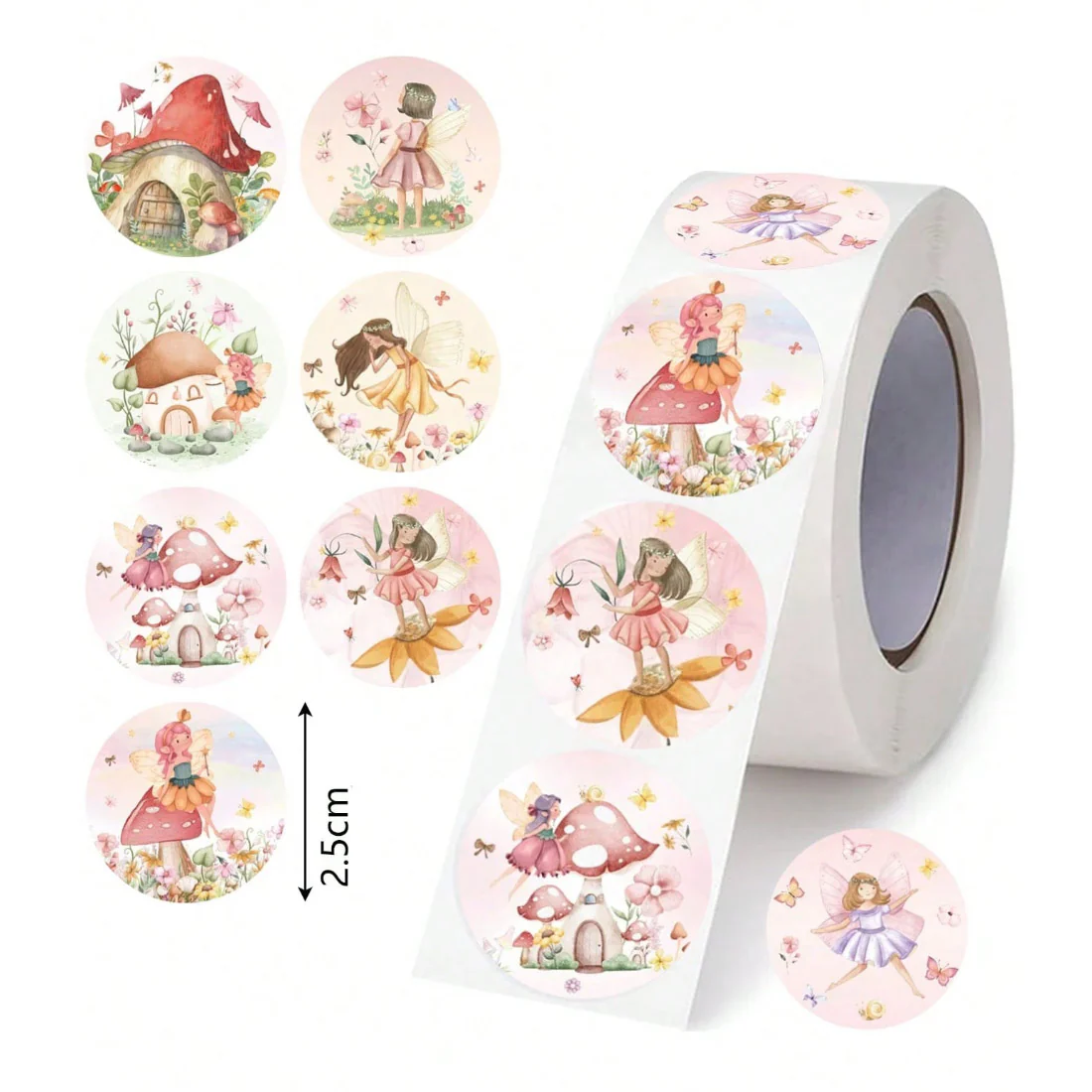 Roll of 500 Magical Fairy Stickers - Image 2